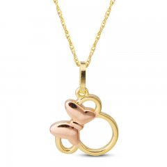 Children's Minnie Mouse Necklace 14K Two-Tone Gold 13"