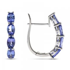 Tanzanite Hoop Earrings Sterling Silver