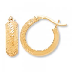 Textured Hoop Earrings 10K Yellow Gold