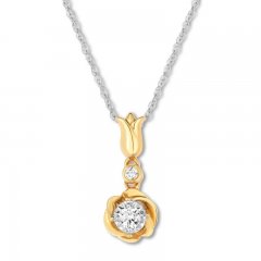 Diamond Necklace 1/10 ct tw Round-cut 10K Two-Tone Gold