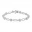 Sparks of Love Diamond Line Bracelet 1-1/3 ct tw Round/Baguette 10K White Gold