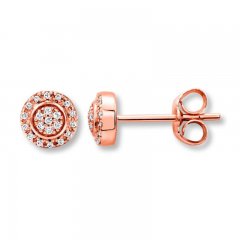 Diamond Earrings 1/15 ct tw Round-cut 10K Rose Gold