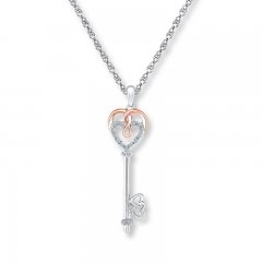 Key Necklace 1/20 ct tw Diamonds Sterling Silver/10K Gold