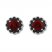 Garnet Earrings 1/10 ct tw Black Diamonds Sterling Silver