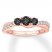 3-Stone Black Diamond Engagement Ring 5/8 ct tw 10K Rose Gold