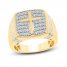 Men's Diamond Cross Ring 1 ct tw Round-cut 10K Yellow Gold