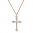 Diamond Cross Necklace 1/4 ct tw Round-cut 10K Yellow Gold