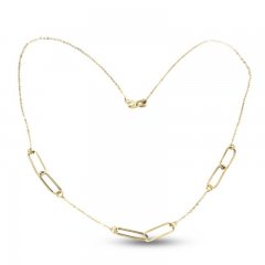 Paperclip Station Necklace 10K Yellow Gold 18"