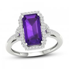 Amethyst & Diamond Ring 1/5 ct tw 10K White Gold