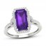 Amethyst & Diamond Ring 1/5 ct tw 10K White Gold