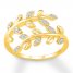 Diamond Leaf Ring 1/10 ct tw Round-cut 10K Yellow Gold