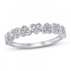 Diamond Heart Ring 1/8 ct tw Round-cut Sterling Silver