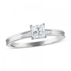 Diamond Engagement Ring 1/2 ct tw Princess/Baguette 14K White Gold