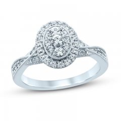 Multi-Diamond Engagement Ring 1/2 ct tw Round-cut 10K White Gold