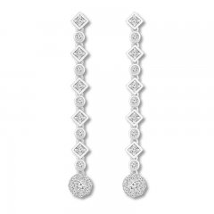 Diamond Dangle Earrings 5/8 ct tw Round-cut 10K White Gold