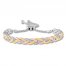 Diamond Woven Bolo Bracelet 1/8 ct tw Sterling Silver/10K Gold