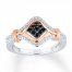 Black Diamond Ring 3/8 ct tw Round-cut 10K Two-Tone Gold