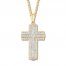 Men's Diamond Cross Necklace 1/3 ct tw 10K Yellow Gold 22"