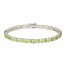 Peridot & White Lab-Created Sapphire Bracelet Sterling Silver 7.25"