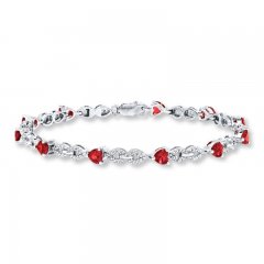 Lab-Created Ruby Bracelet with Diamonds in Sterling Silver