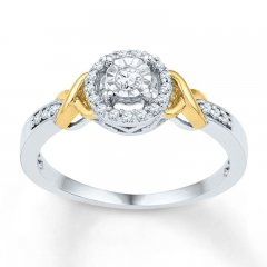 Diamond Promise Ring 1/6 carat tw Sterling Silver/10K Gold