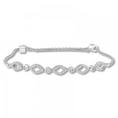 Diamond Bolo Bracelet 1/2 ct tw Round-cut 10K White Gold