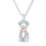 Dog Necklace Lab-Created Sapphire Sterling Silver/10K Rose Gold