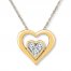 Diamond Heart Necklace 1/6 ct tw Round-cut 10K Yellow Gold