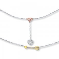 Heart/Arrow Necklace 1/8 cttw Diamonds Sterling Silver/10K Gold