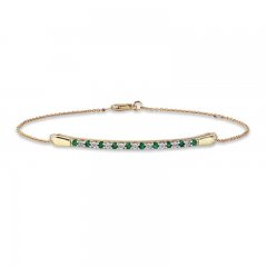 Emerald & Diamond Bracelet 10K Yellow Gold