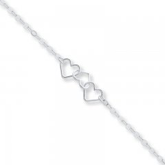 Heart Motif Anklet Sterling Silver 9" Length