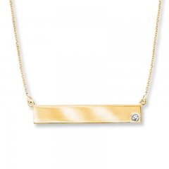 Bar Necklace Diamond Accent 14K Yellow Gold