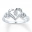 Diamond Heart Promise Ring 1/20 ct tw Round Sterling Silver