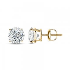 Diamond Solitaire Stud Earrings 7/8 ct tw Round-cut 14K Yellow Gold