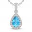 Blue Topaz & White Lab-Created Sapphire Necklace Sterling Silver 18"