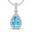 Blue Topaz & White Lab-Created Sapphire Necklace Sterling Silver 18"