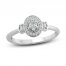 Diamond Ring 1/5 ct tw Oval/Round/Baguette 10K White Gold