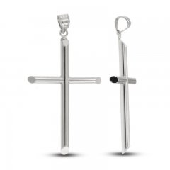 Tube Cross Charm 14K White Gold