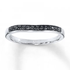 Black Diamonds 1/8 ct tw Wedding Band 10K White Gold