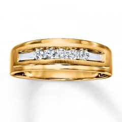 Men's Wedding Band 1/4 ct tw Diamonds 10K Yellow Gold