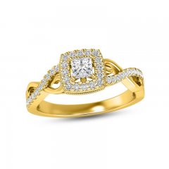 Diamond Engagement Ring 3/8 ct tw Princess & Round-cut 10K Yellow Gold