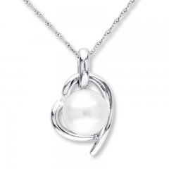 Cultured Pearl Necklace Diamond Accent Sterling Silver