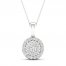 Multi-Diamond Necklace 1/2 ct tw Round-Cut 10K White Gold 18"