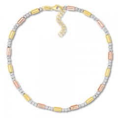 10K Tri-Color Gold Anklet 9" to 10" Adjustable