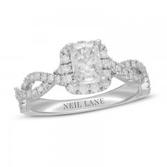 Neil Lane Diamond Engagement Ring 1-1/4 ct tw Radiant/Round 14K White Gold