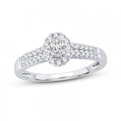 Diamond Engagement Ring 3/8 ct tw Oval/Round 14K White Gold