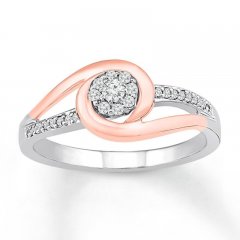 Diamond Ring 1/10 ct tw Round-cut Sterling Silver/10K Rose Gold