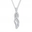 Diamond Necklace 1/8 ct tw Round-cut Sterling Silver