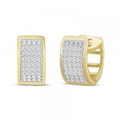 Men's Diamond Huggie Earrings 1/6 ct tw Round-cut 10K Yellow Gold