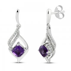 Amethyst & White Topaz Earrings Sterling Silver